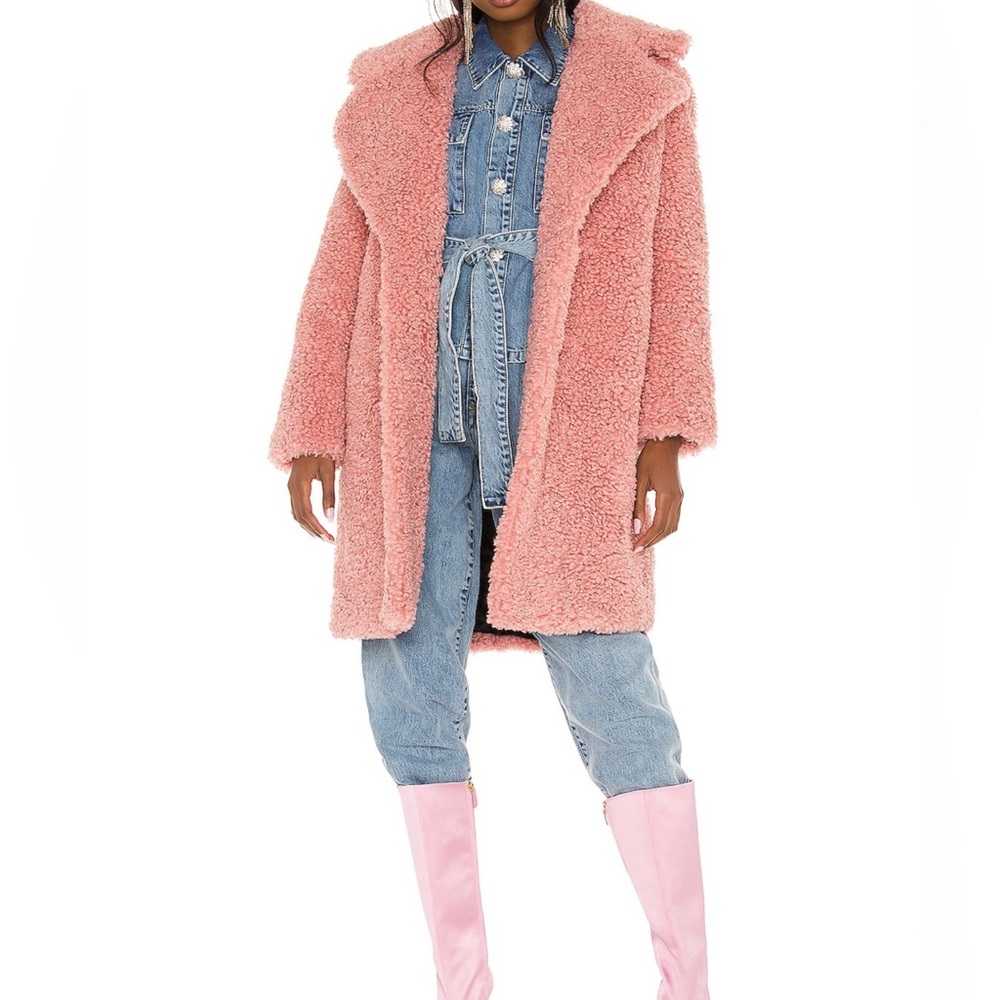 Lovers and Friends pink faux fur coat size S